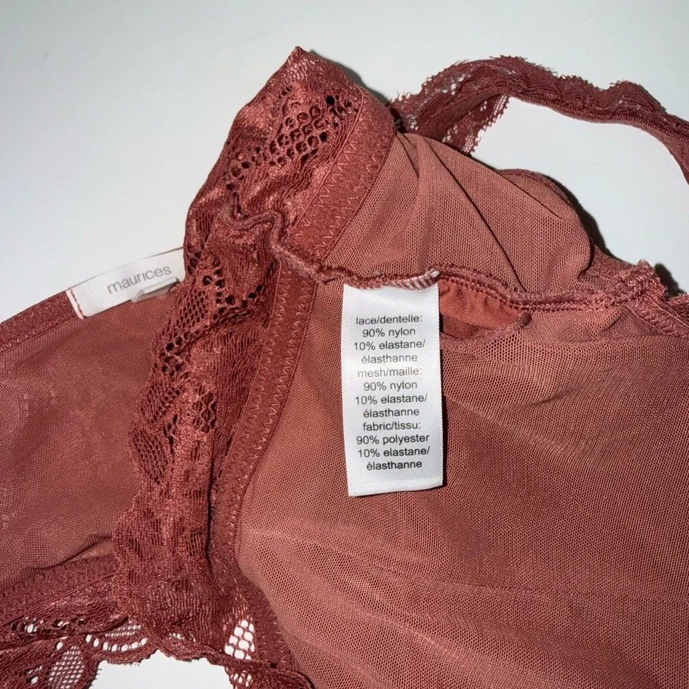 Maurices Rust Orange Wide Strap Lace Bralette V-neck Pullover Medium Women’s